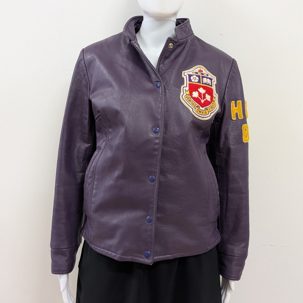 Purple Wilford‎ Laurier University leather school jacket 1991 Honour Business